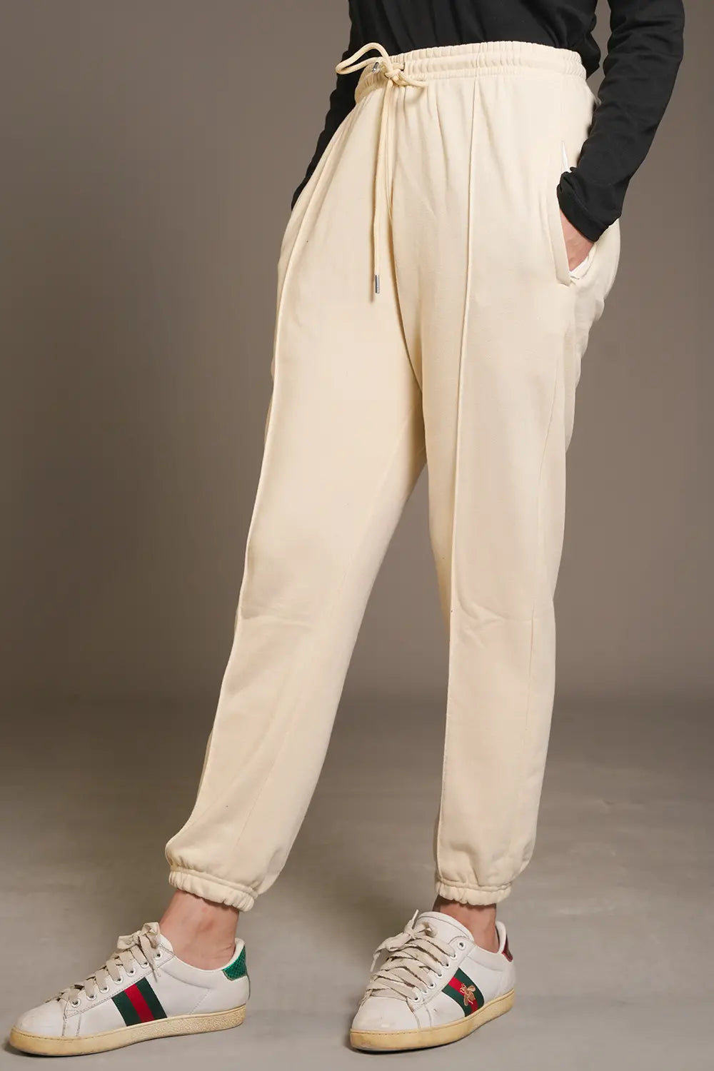 Beige Pleated Trousers - W