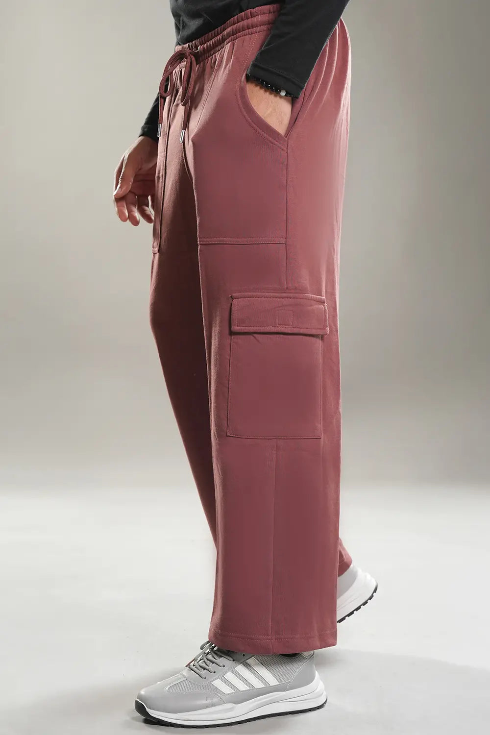 Dark Peach Wide Legged Cargo Trousers