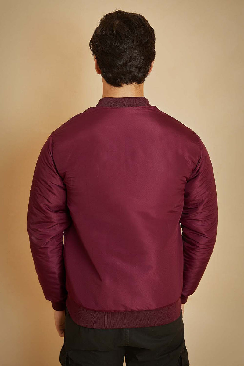 Maroon Bomber Jacket with Flap Pockets Urban Road