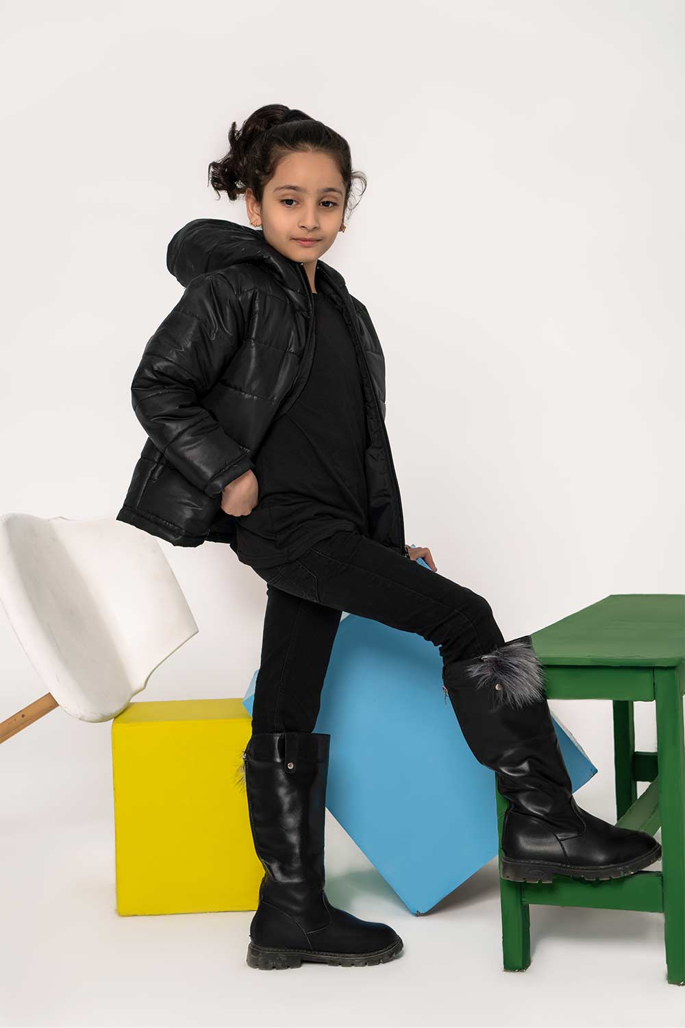 Premium Black Hooded Puffer - Girls in Pakistan | UrbanRoad.pk