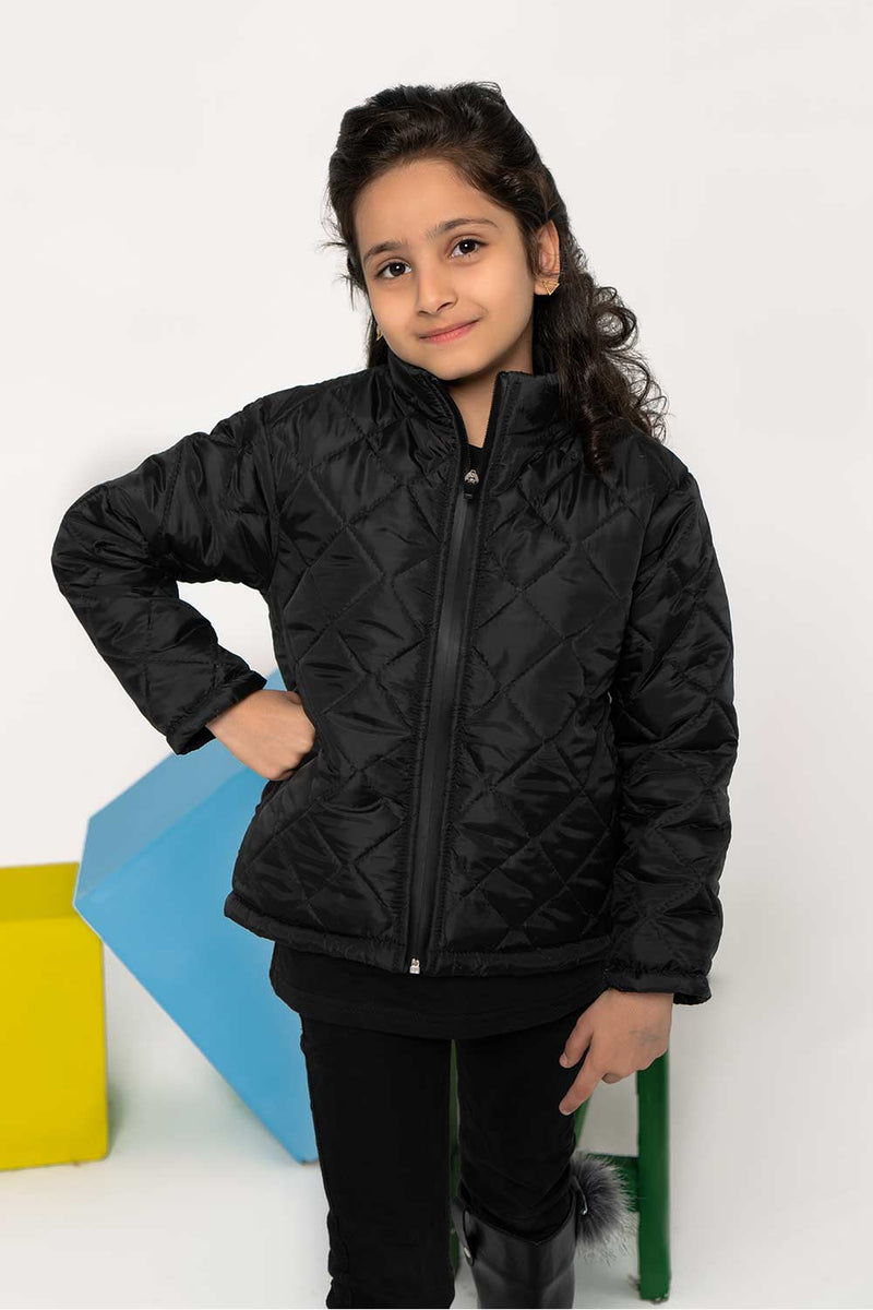 Girls black cheap quilted jacket