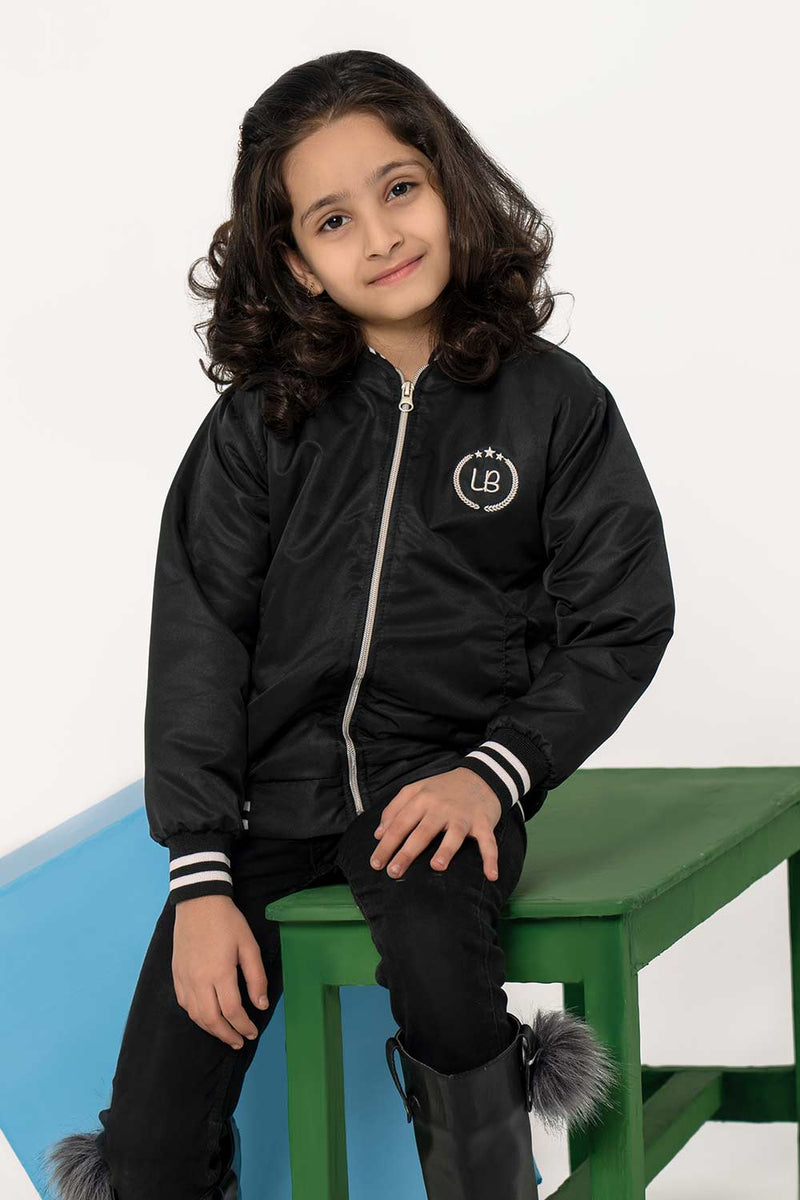 Girls black bomber jacket discount