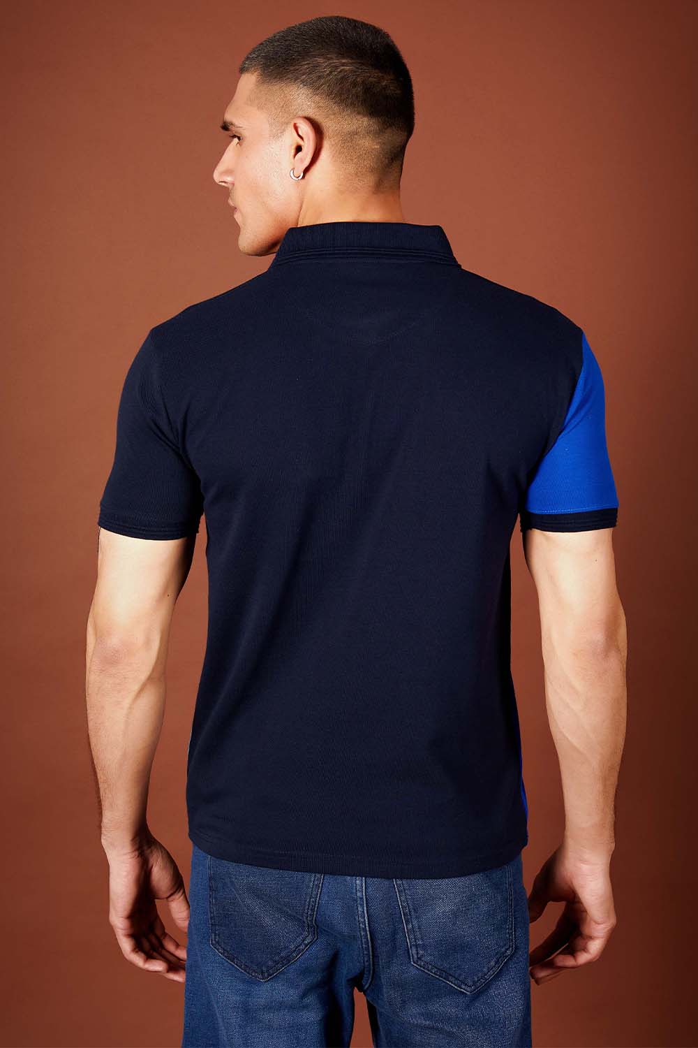 Blue Tri Panel Polo