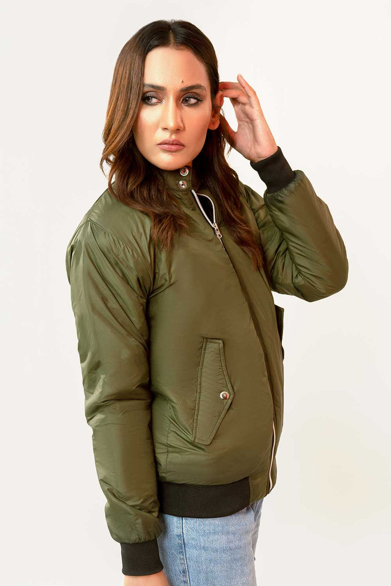 Premium Olive Green Harrington Jacket W For Women in Pakistan UrbanRoad.pk Urban Road