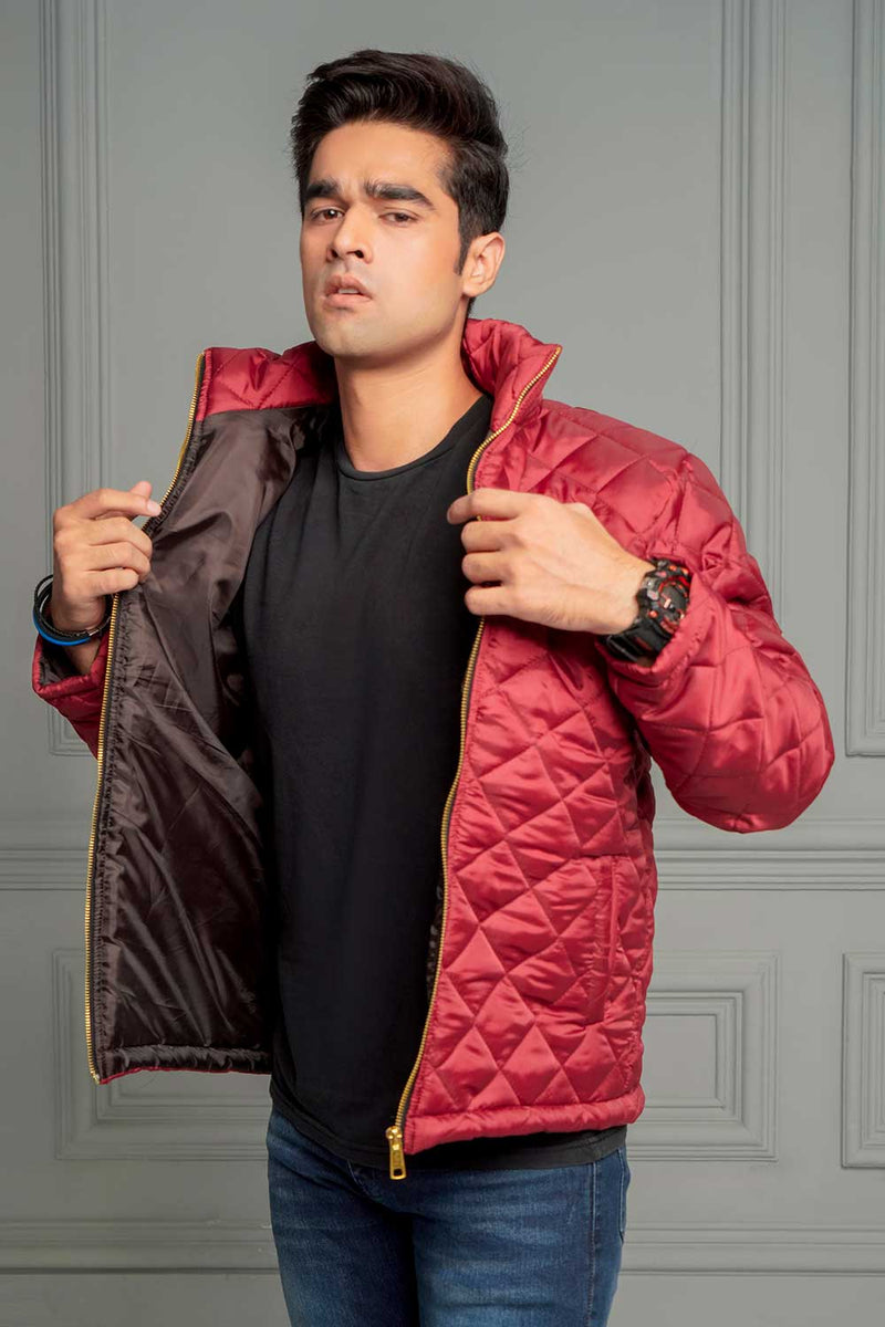 Maroon quilted jacket best sale