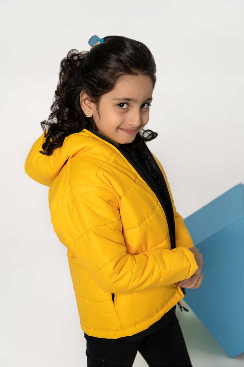 Premium Yellow Hooded Puffer Girls in Pakistan UrbanRoad.pk Urban Road