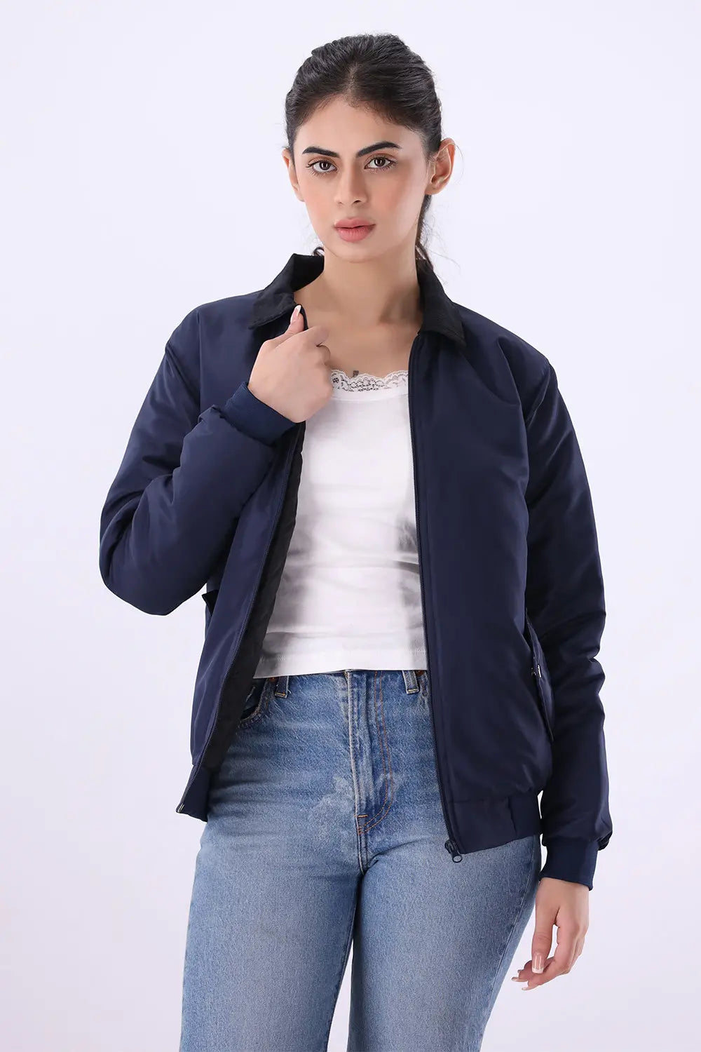 Blue Jacket with Corduroy Collar - W