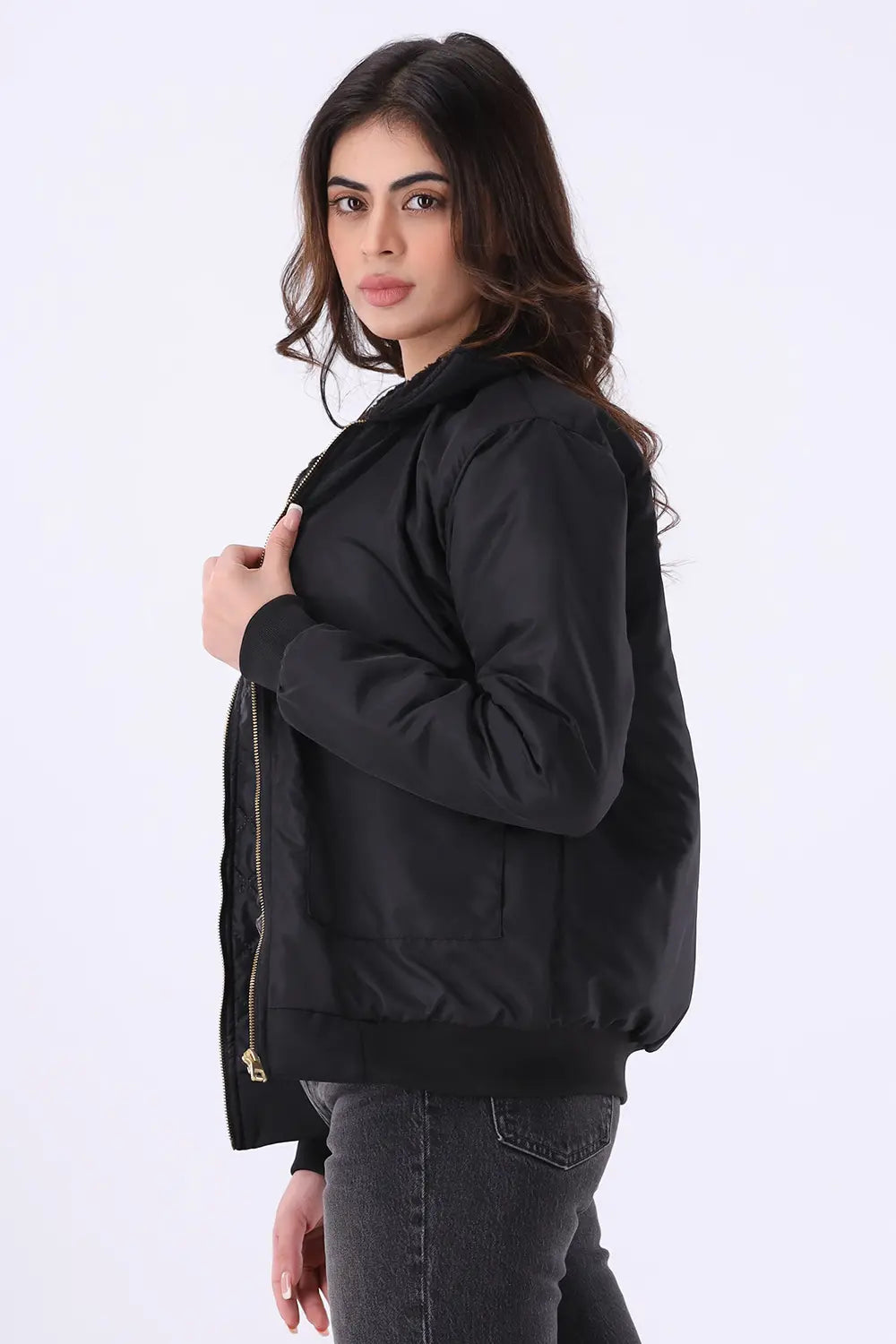 Black Sherpa Collar Jacket - W