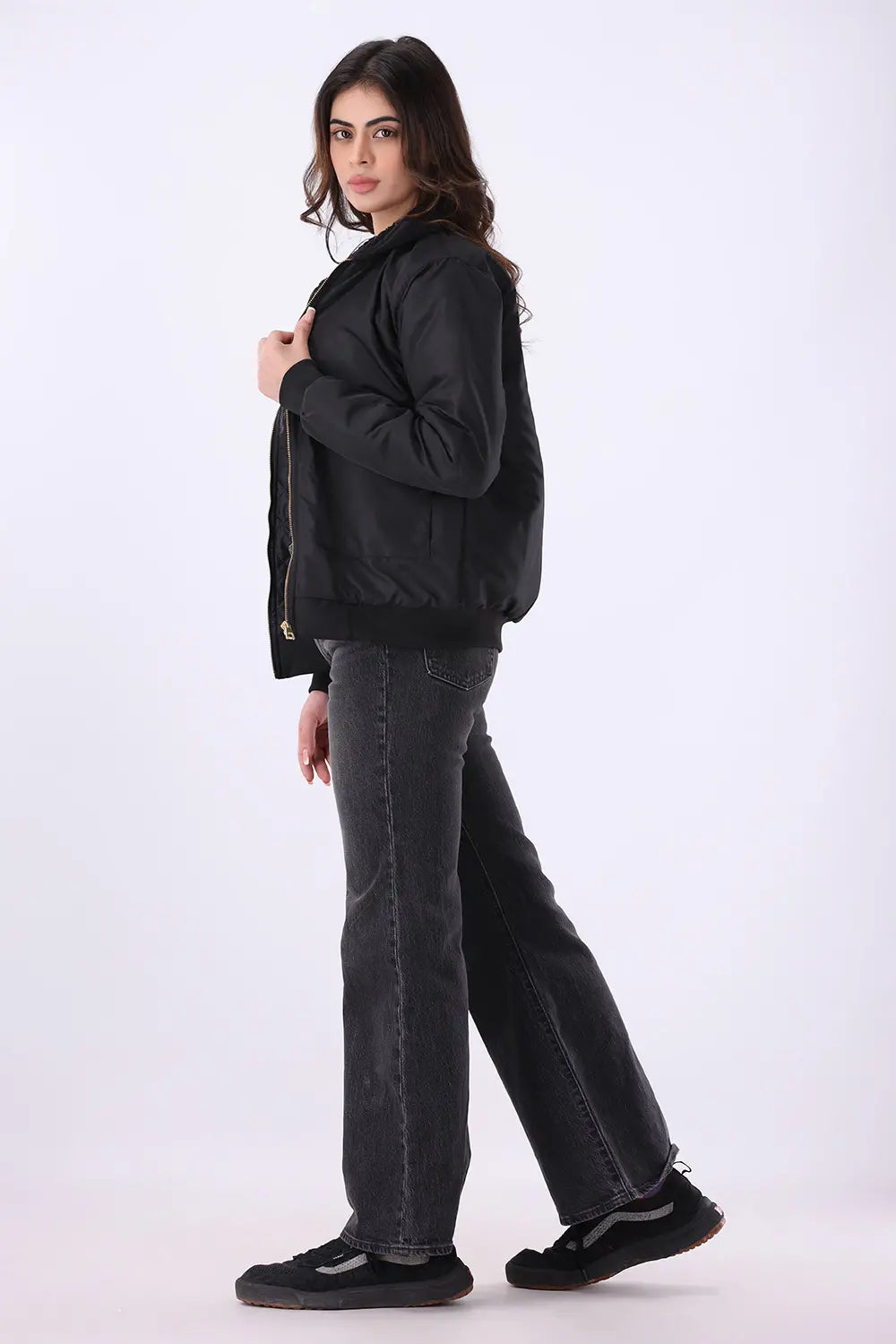 Black Sherpa Collar Jacket - W