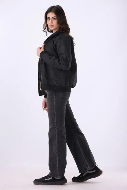 Black Sherpa Collar Jacket - W