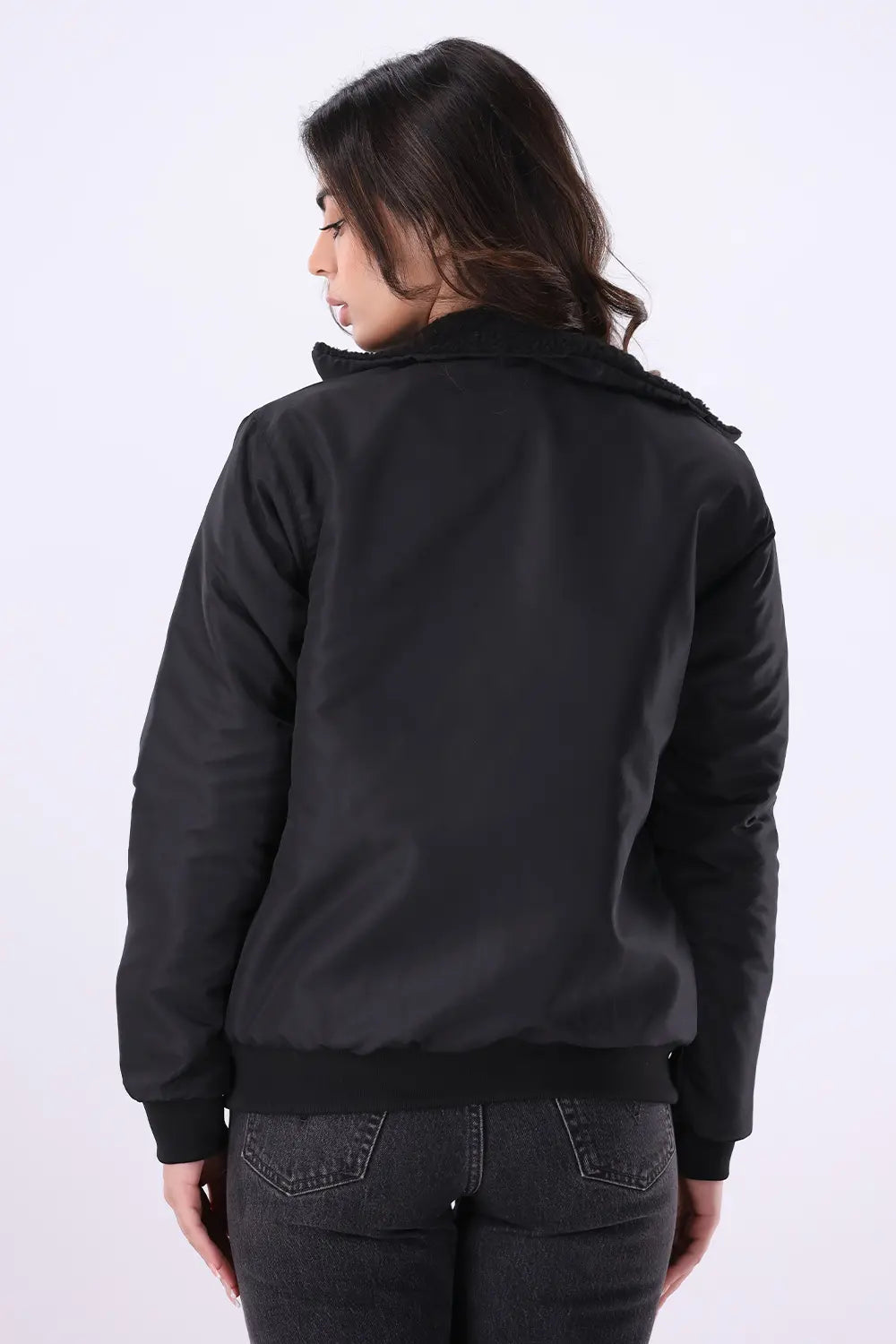 Black Sherpa Collar Jacket - W