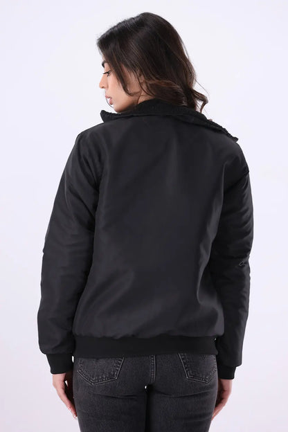 Black Sherpa Collar Jacket - W