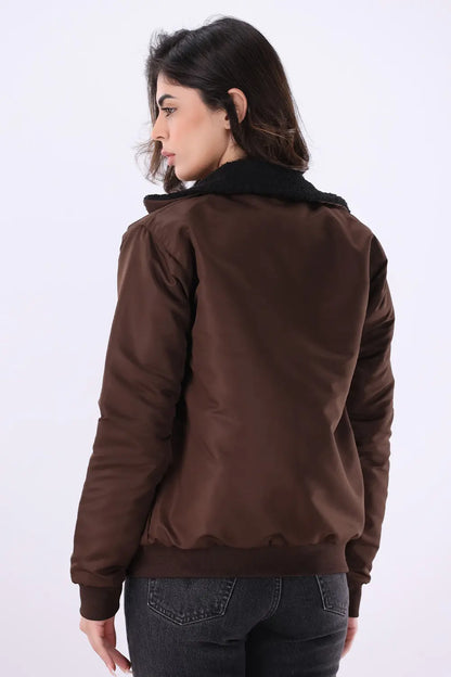 Brown Sherpa Collar Jacket - W