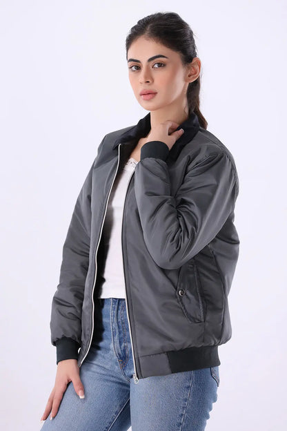 Charcoal Jacket with Corduroy Collar - W