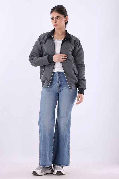 Charcoal Jacket with Corduroy Collar - W