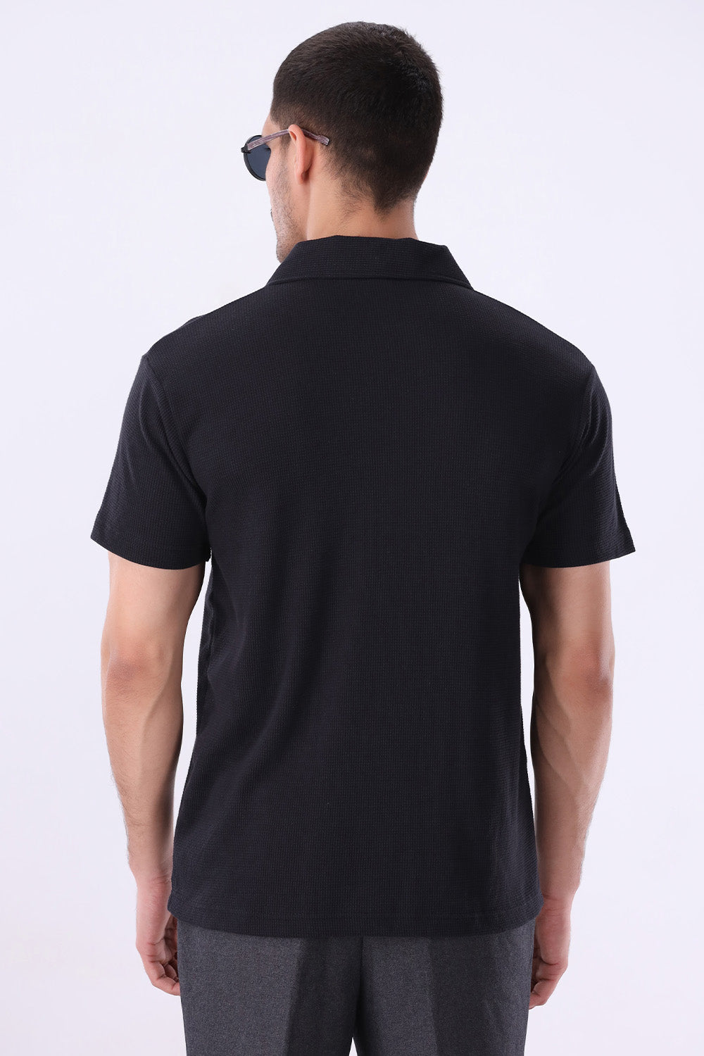 Black Knitted Button Up Shirt