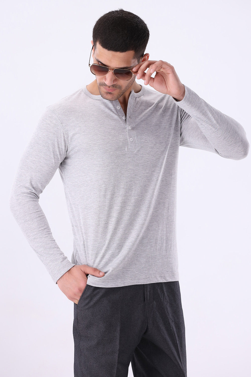 Heather Grey Henley