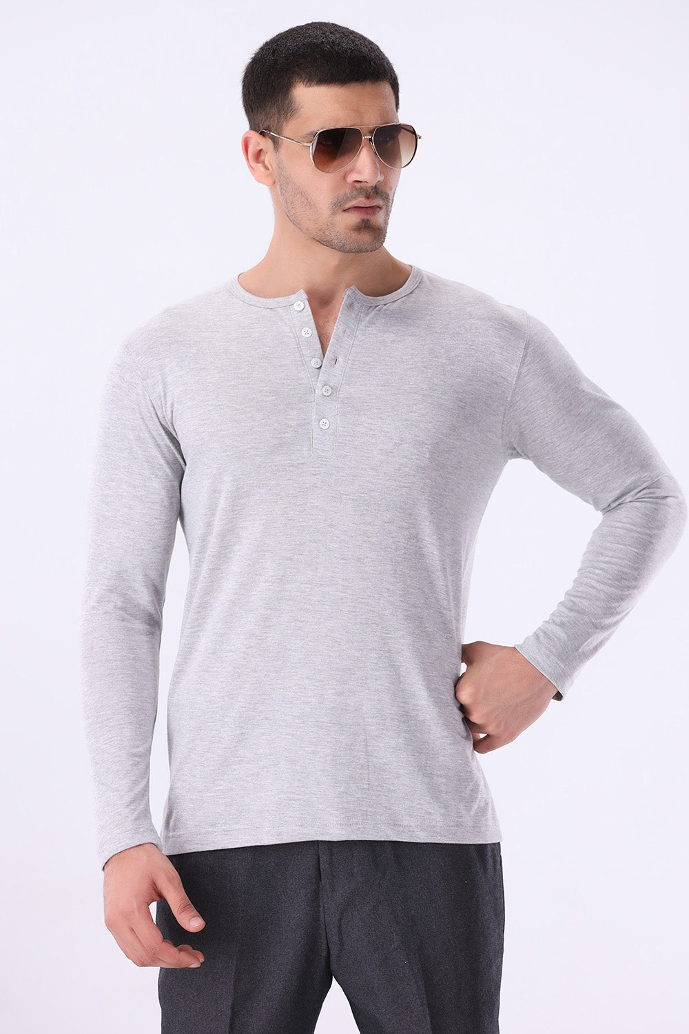 Heather Grey Henley
