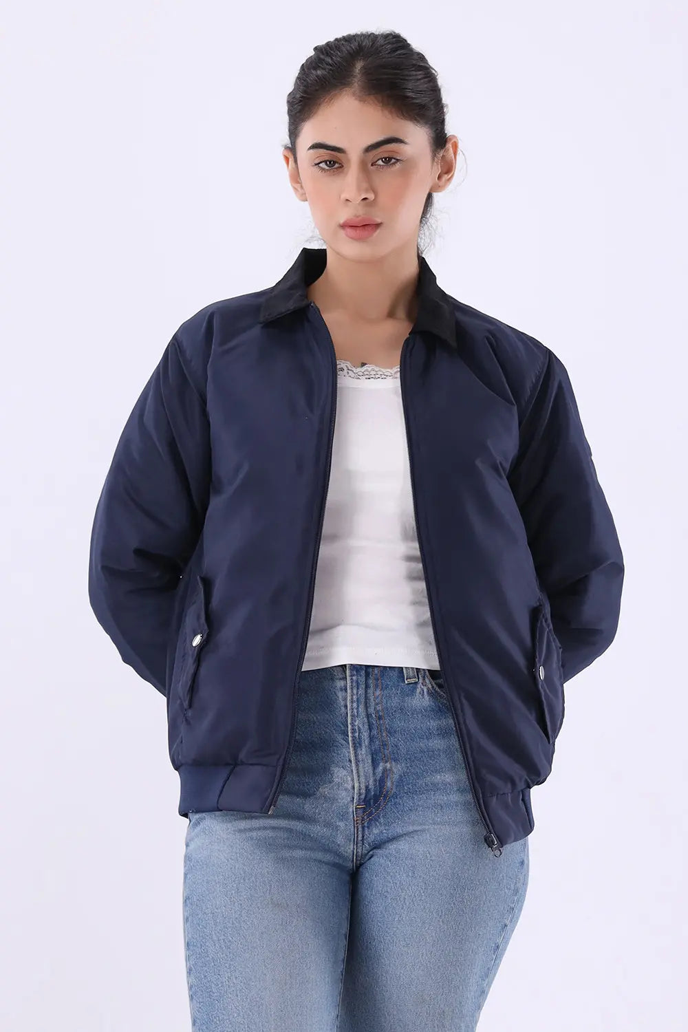 Blue Jacket with Corduroy Collar - W
