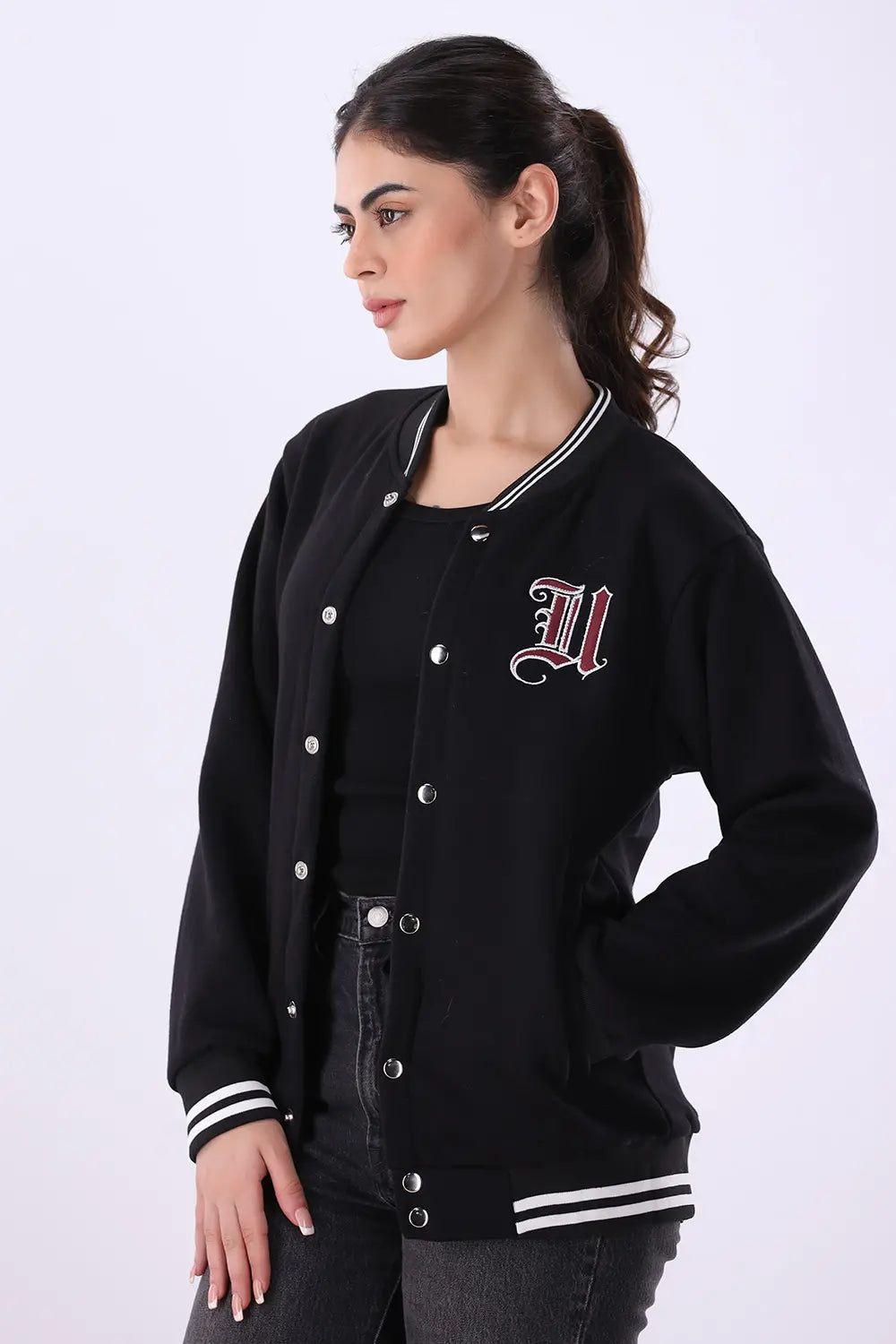 Black Varsity Jacket - W