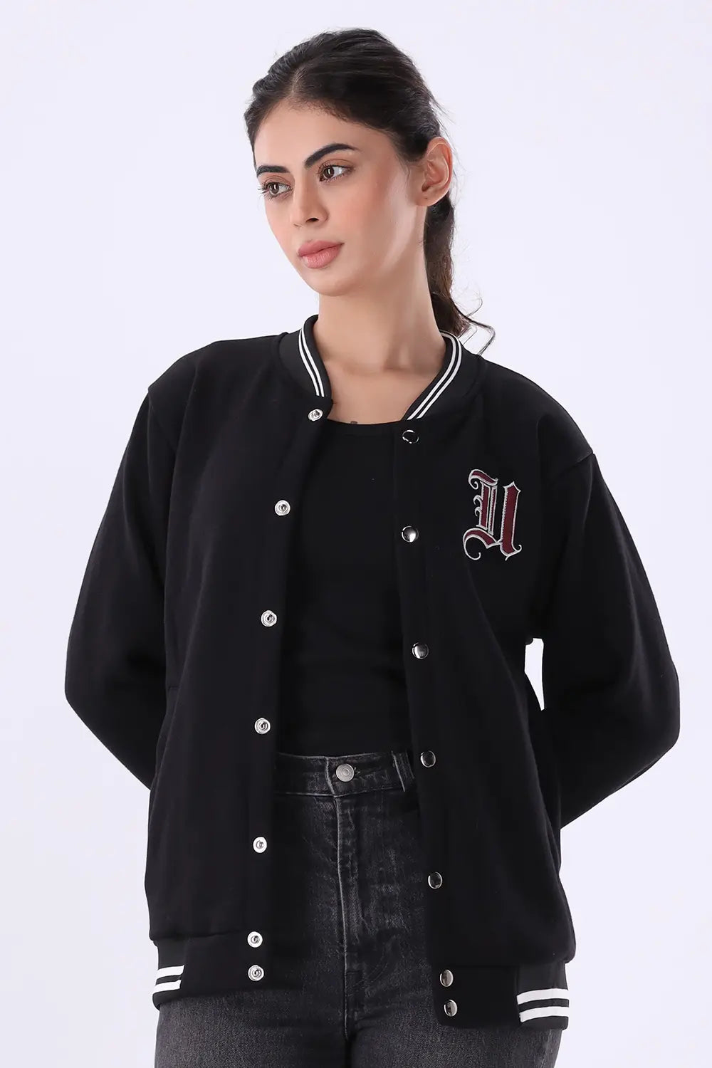 Black Varsity Jacket - W