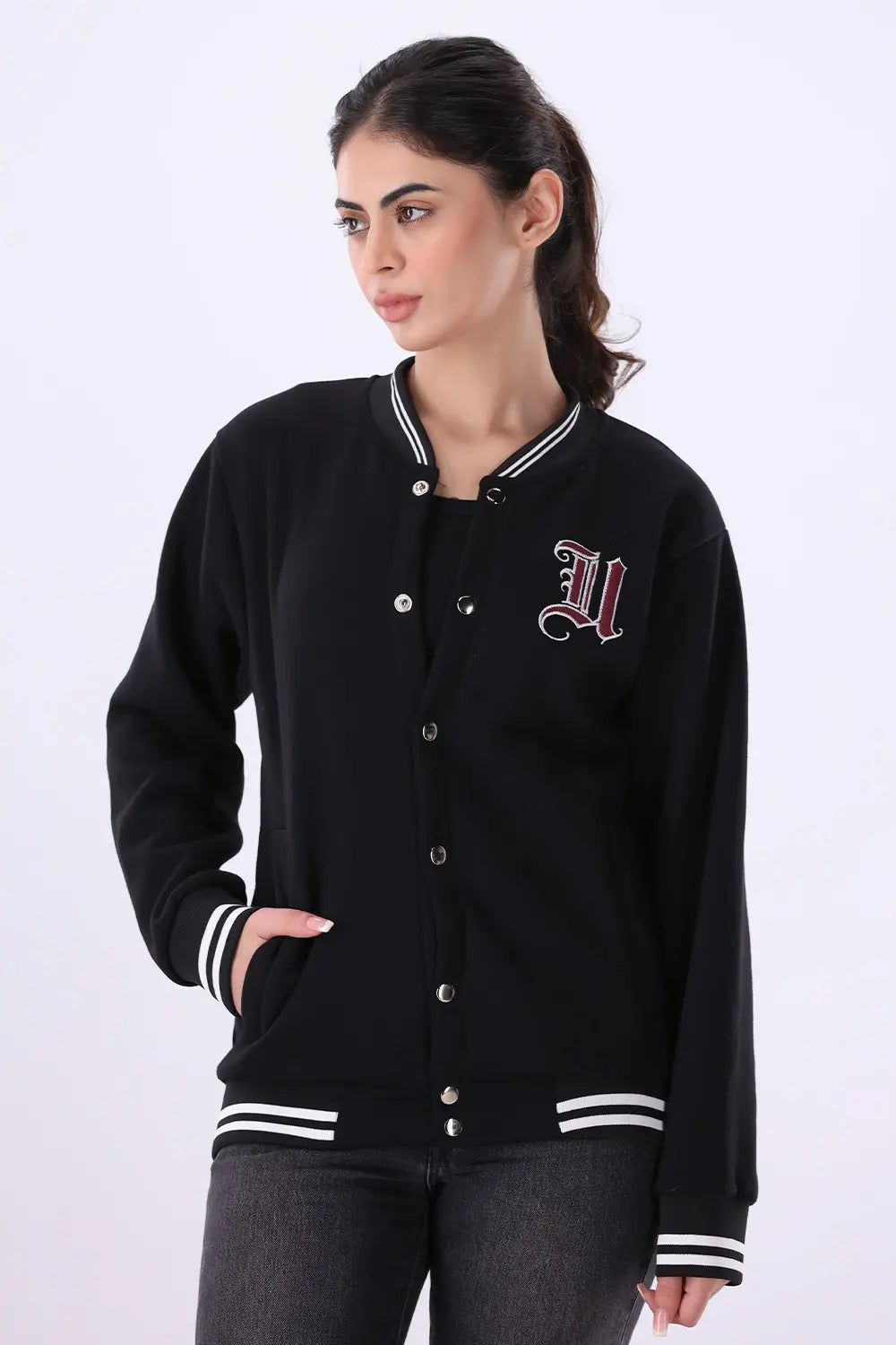 Black Varsity Jacket - W