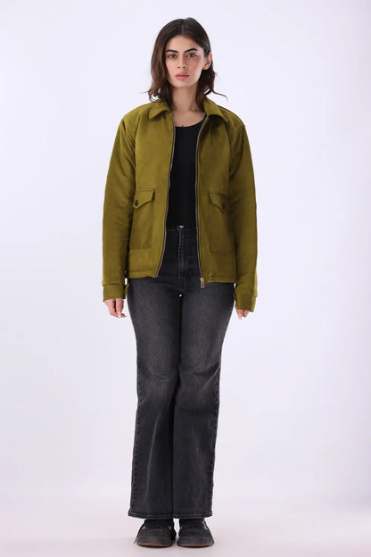 Olive Suede Jacket - W
