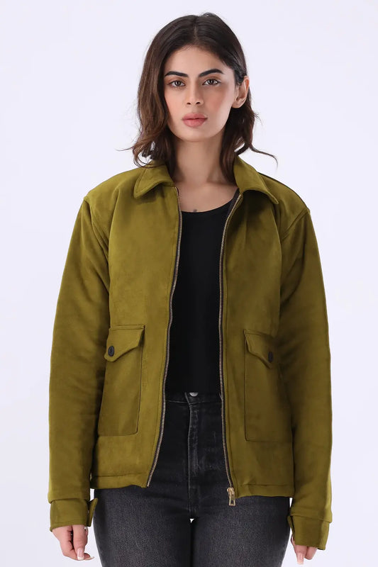 Olive Suede Jacket - W
