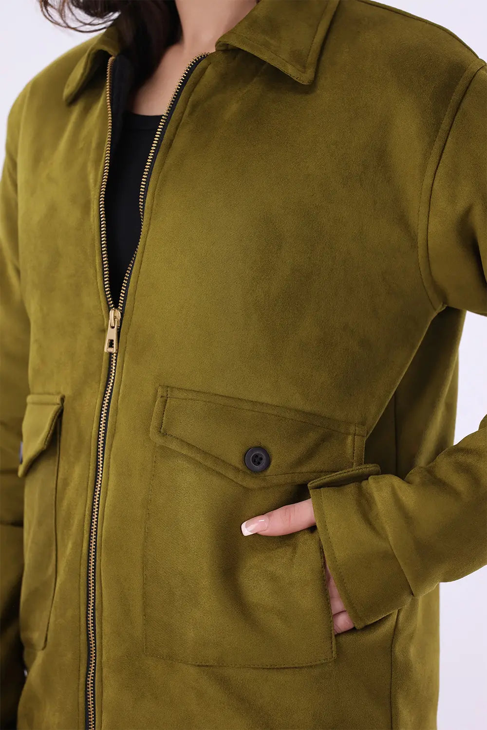 Olive Suede Jacket - W