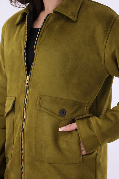 Olive Suede Jacket - W