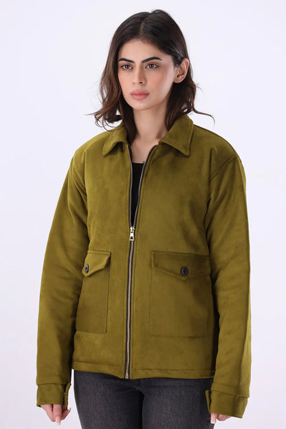 Olive Suede Jacket - W