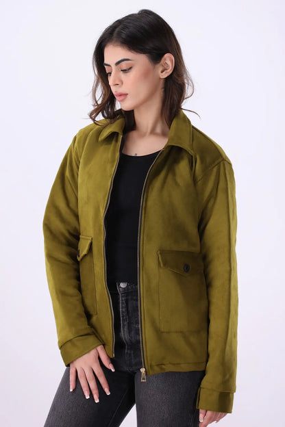 Olive Suede Jacket - W