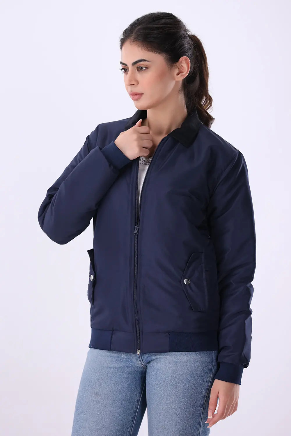 Blue Jacket with Corduroy Collar - W