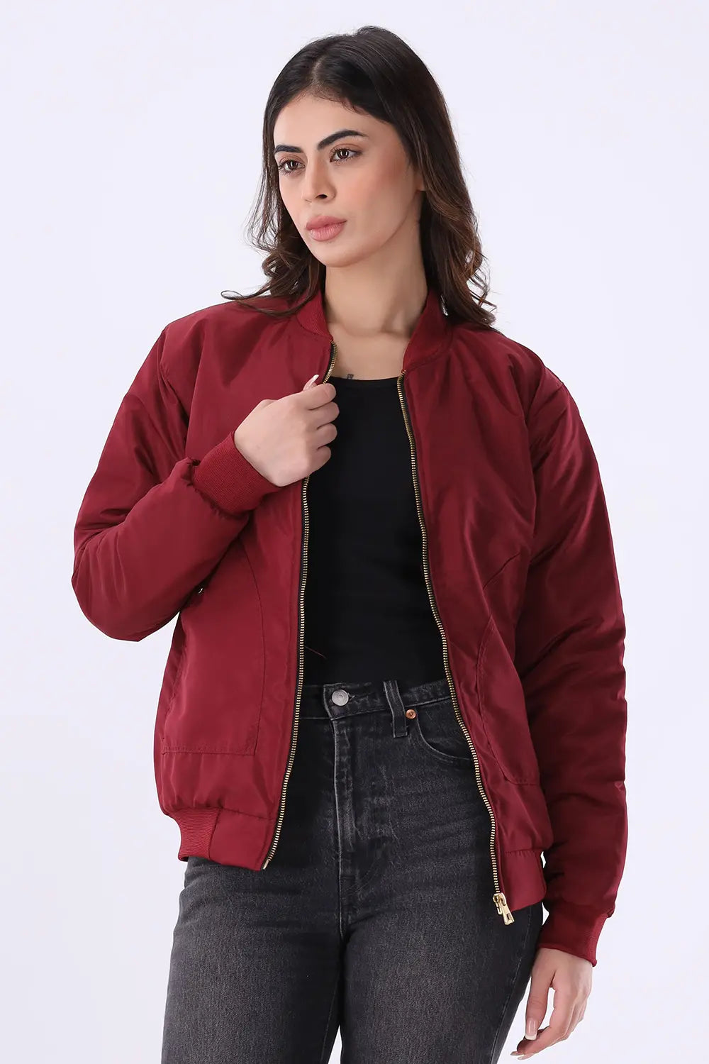 Maroon Bomber Jacket - W