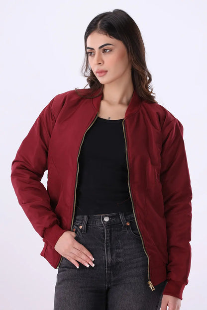 Maroon Bomber Jacket - W