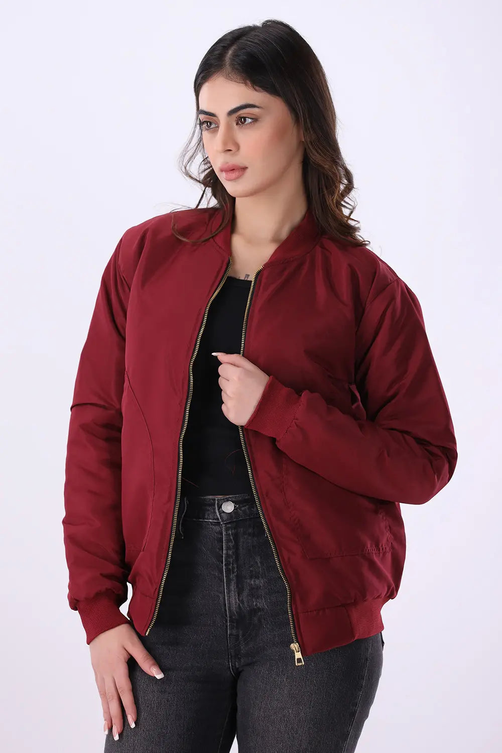 Maroon Bomber Jacket - W