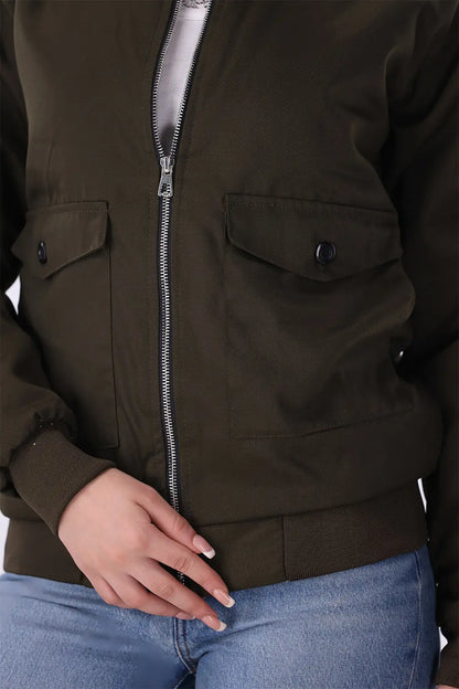 Olive Jacket with Corduroy Collar - W