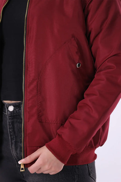 Maroon Bomber Jacket - W