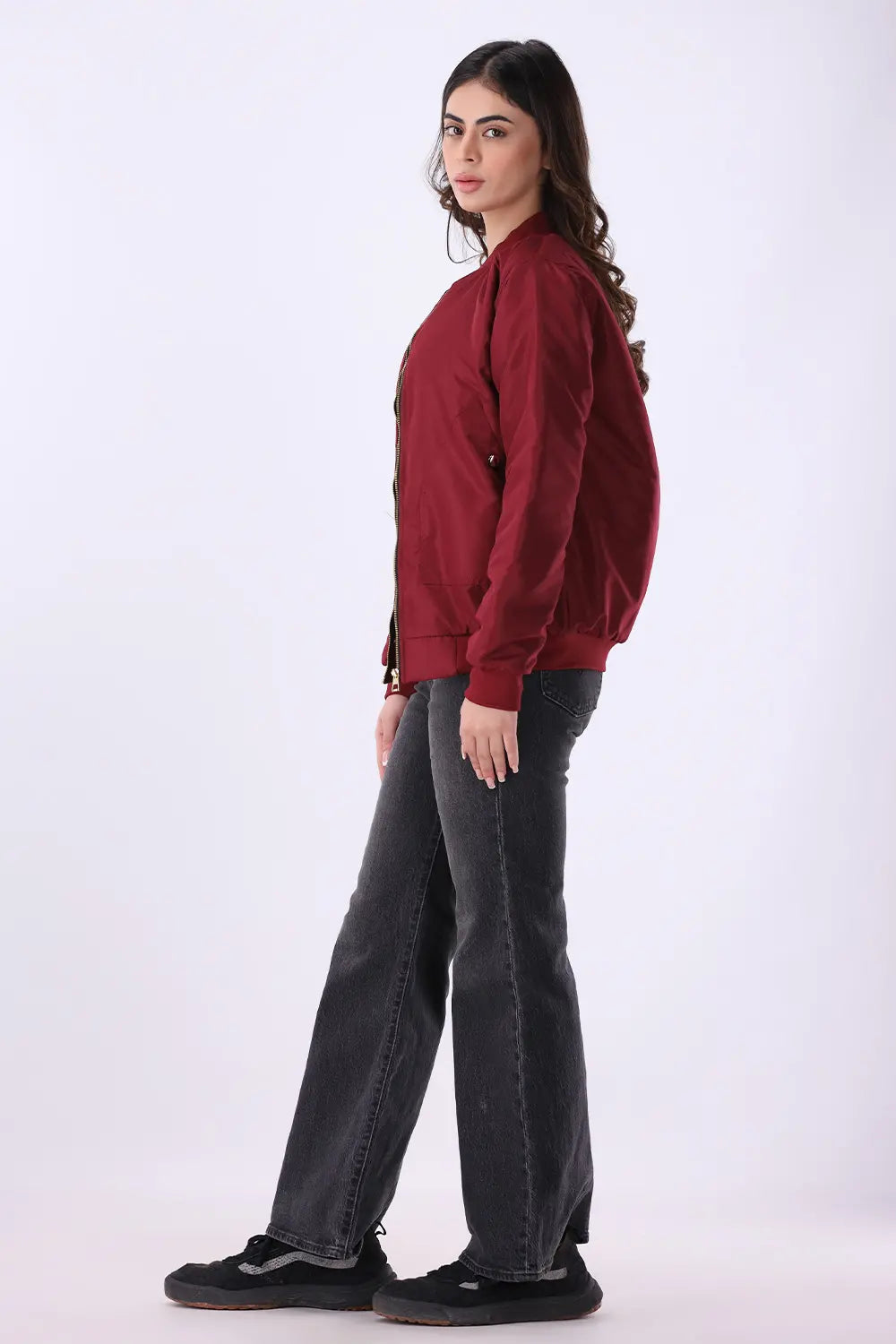 Maroon Bomber Jacket - W