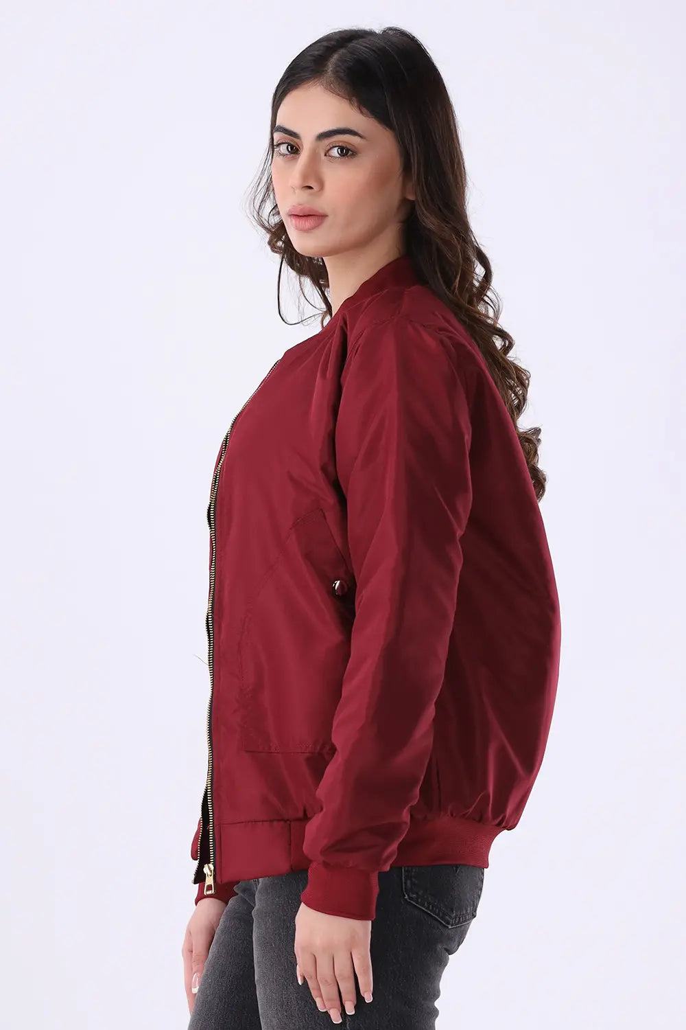 Maroon Bomber Jacket - W
