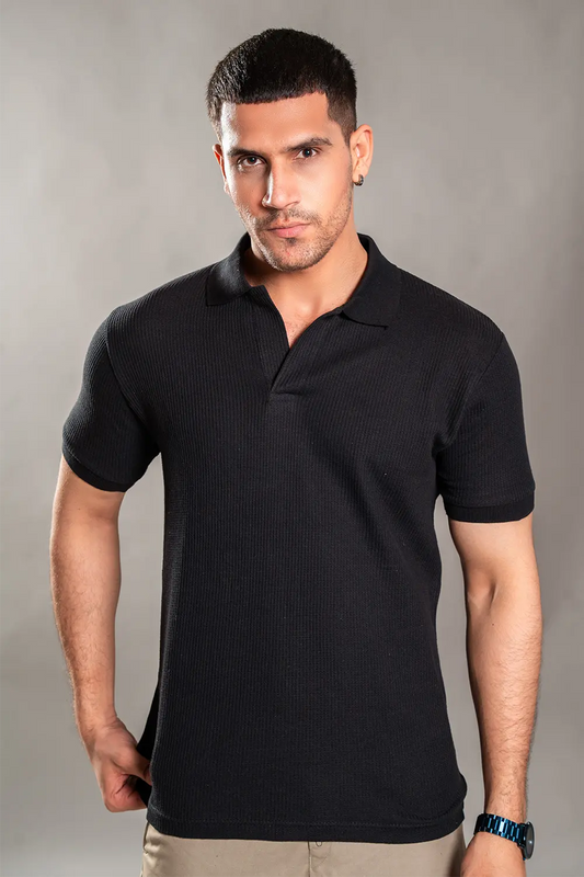 Black Knitted Polo