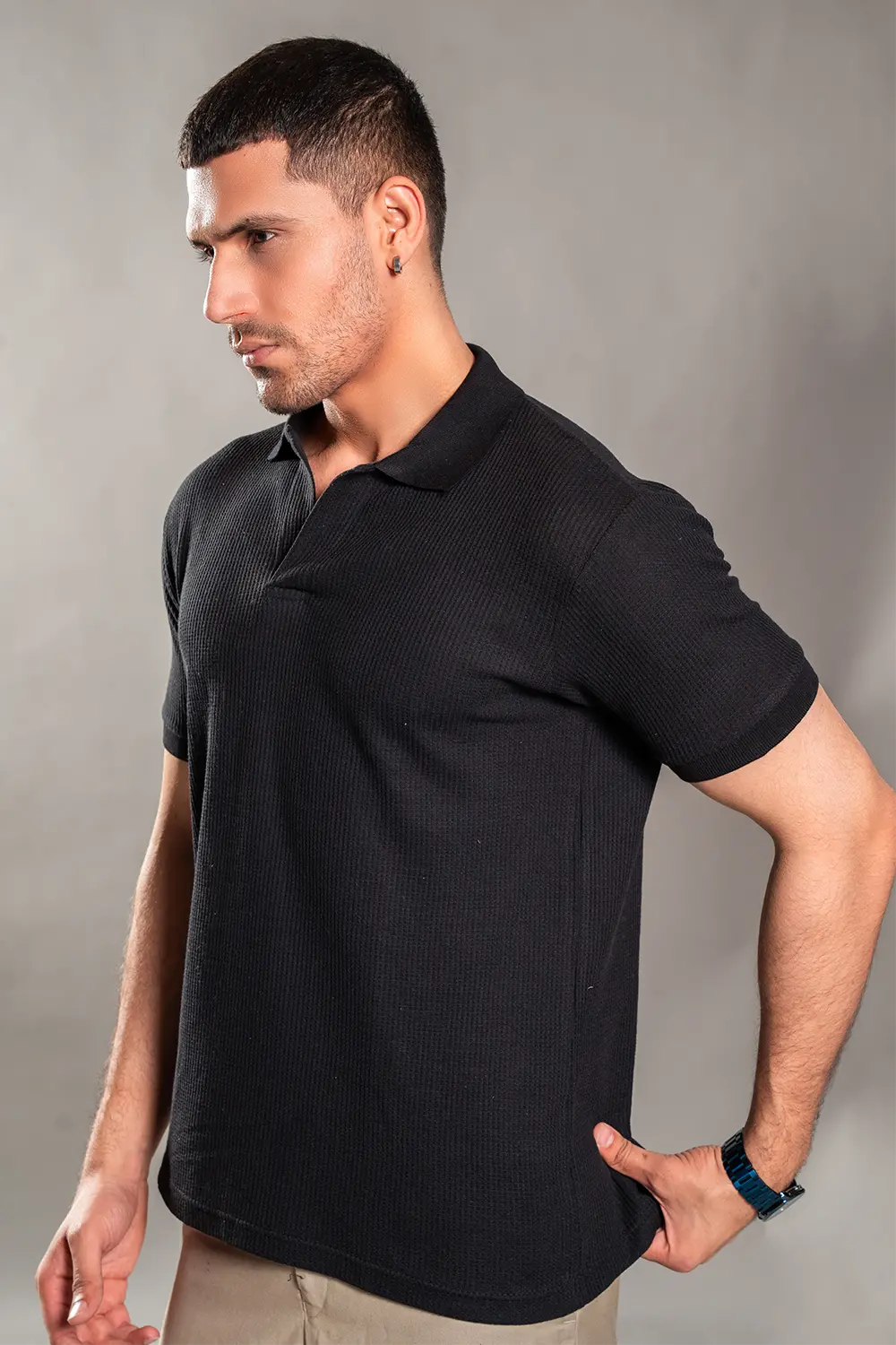 Black Knitted Polo