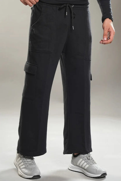 Black Wide Legged Cargo Trousers