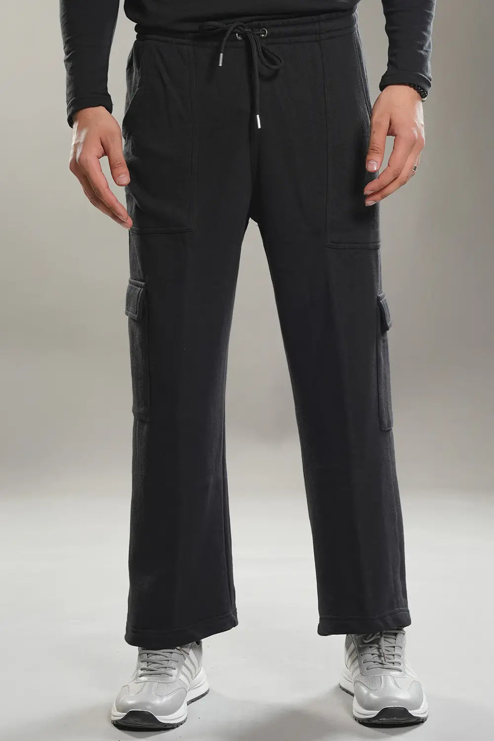 Black Wide Legged Cargo Trousers