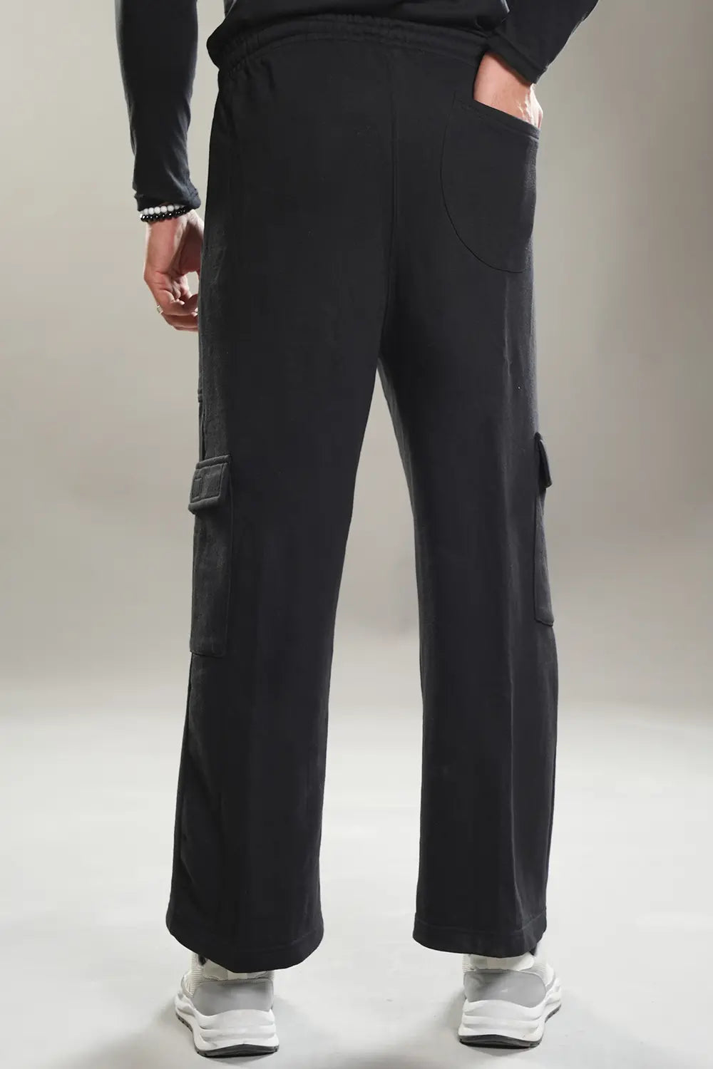 Black Wide Legged Cargo Trousers