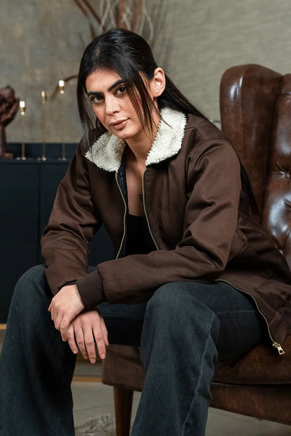 Brown Sherpa Jacket - W