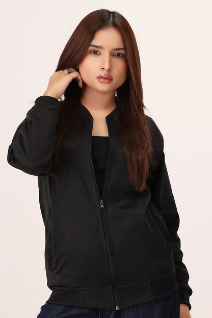 Black Poly Fleece Jacket - W