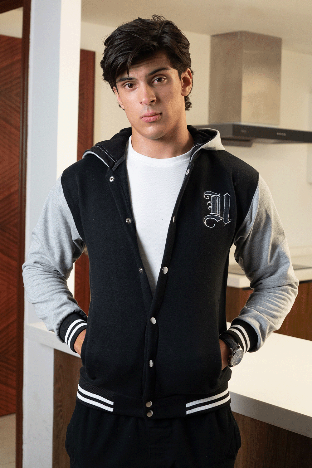 Black Grey Varsity Jacket