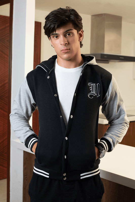 Black Grey Varsity Jacket