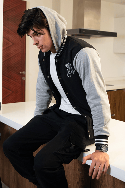 Black Grey Varsity Jacket